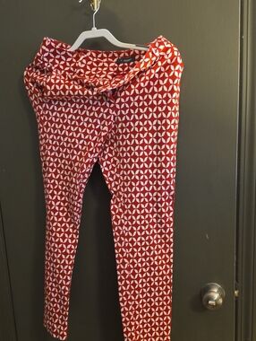 Red Geometric Print Women's Pants